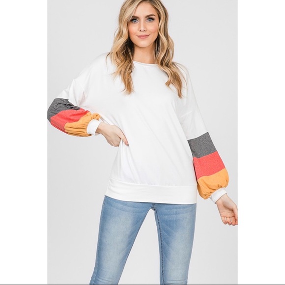LAST 1! Color Block Sleeve Top! - Picture 6 of 7